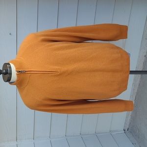 RAFFI Orange Weave PURE CASHMERE Sz Large 52 Mens Half Zip Pullover‎ Sweater